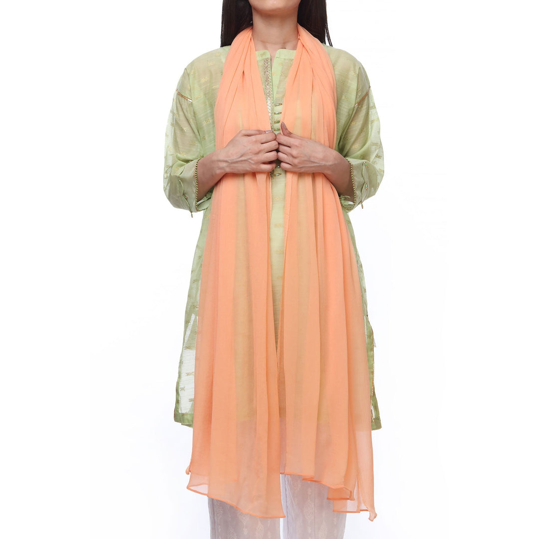 Peach Color Plain Dyed Chiffon Dupatta PS2702