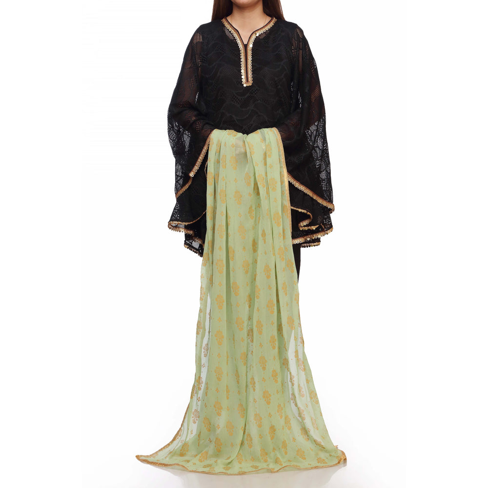 Green Screen Printed Chiffon Dupatta PS2703