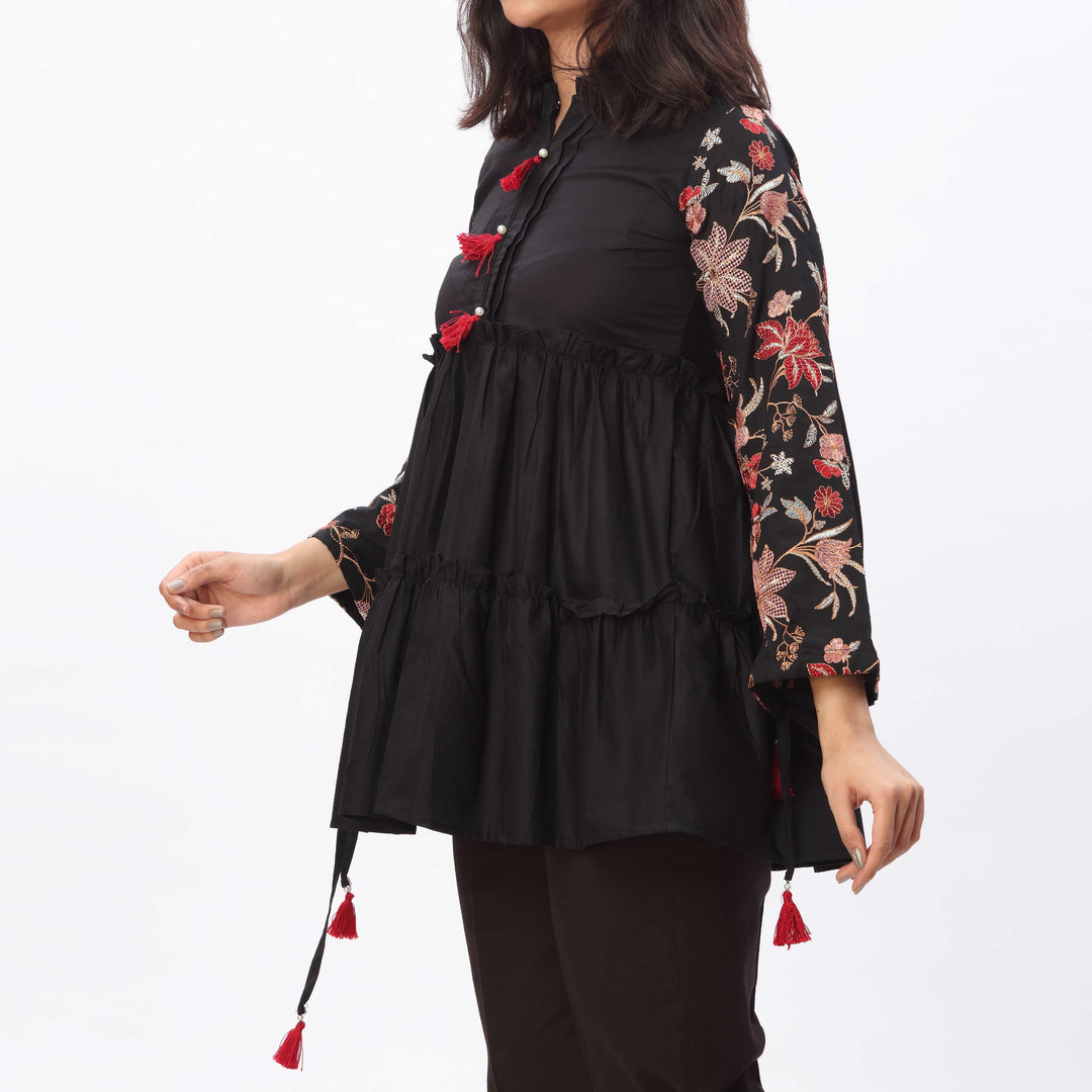 1PC- Embellished Cambric Shirt PS3348