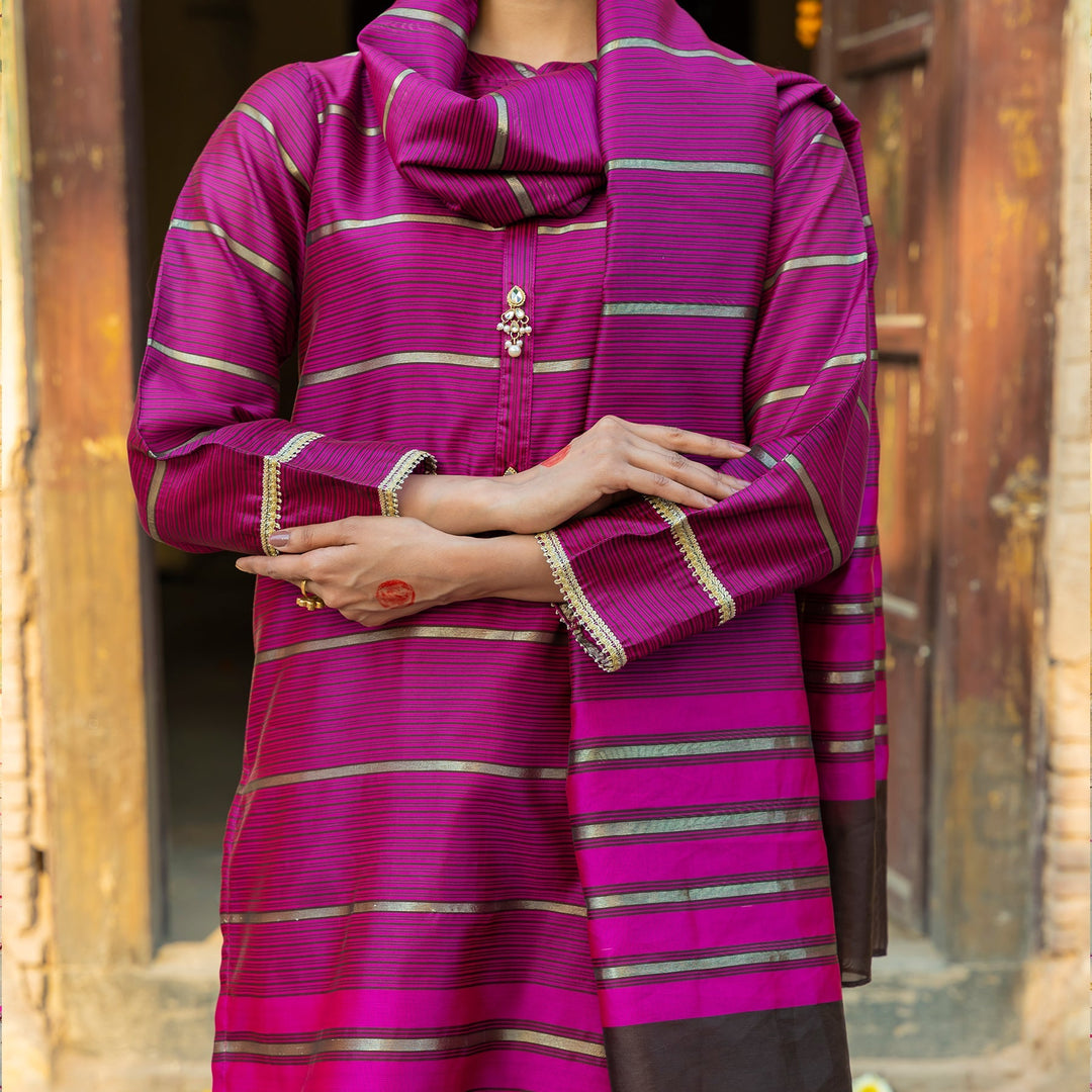 2PC- Khadi Net Shirt &Dupatta PS3398