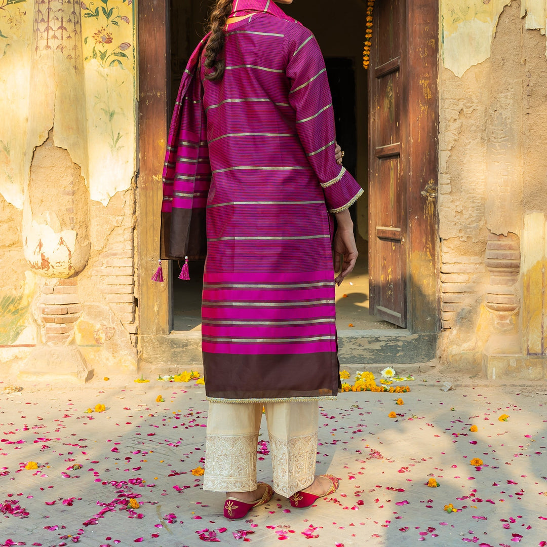 2PC- Khadi Net Shirt &Dupatta PS3398