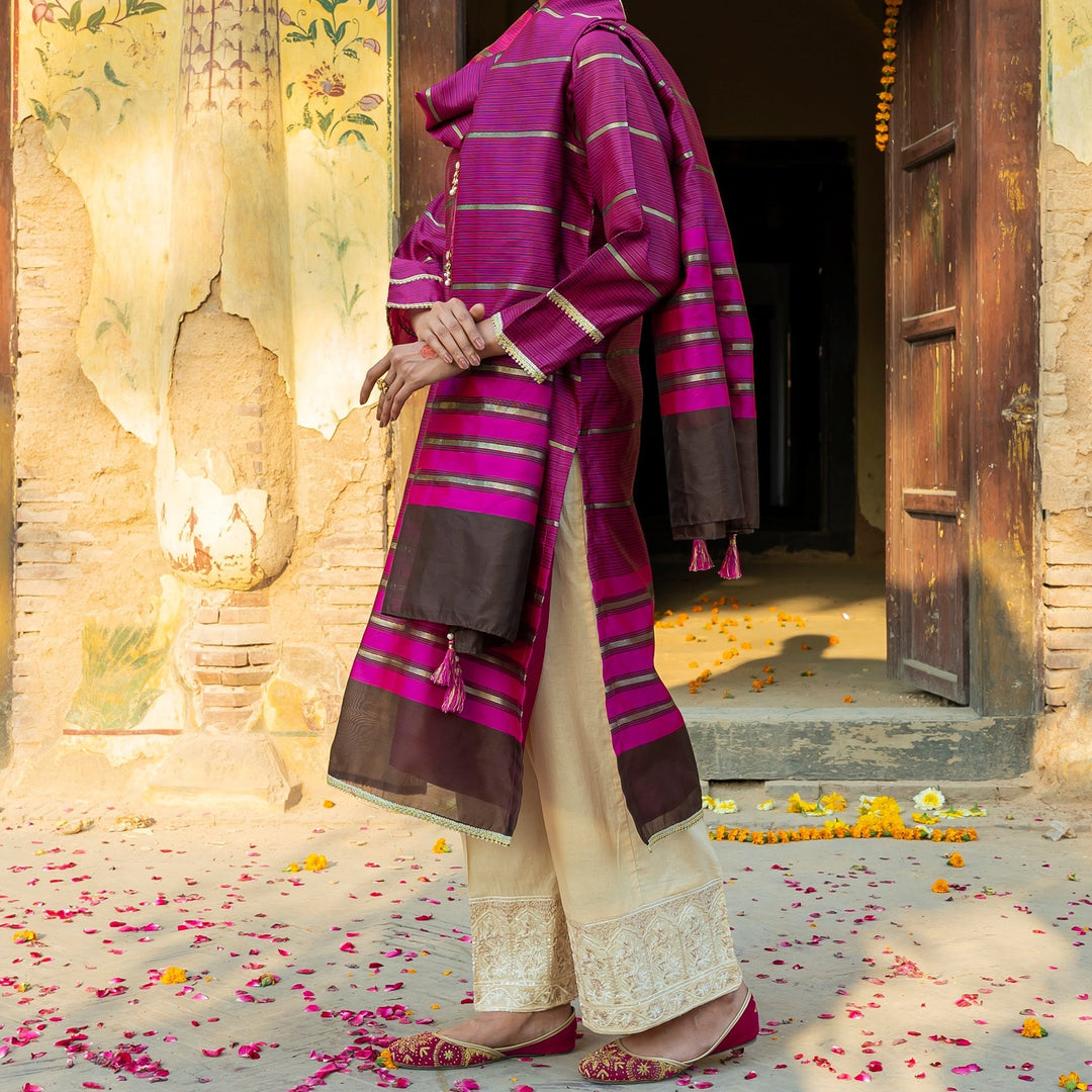 2PC- Khadi Net Shirt &Dupatta PS3398