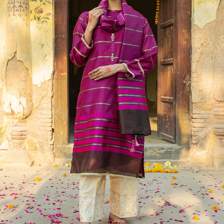 2PC- Khadi Net Shirt &Dupatta PS3398