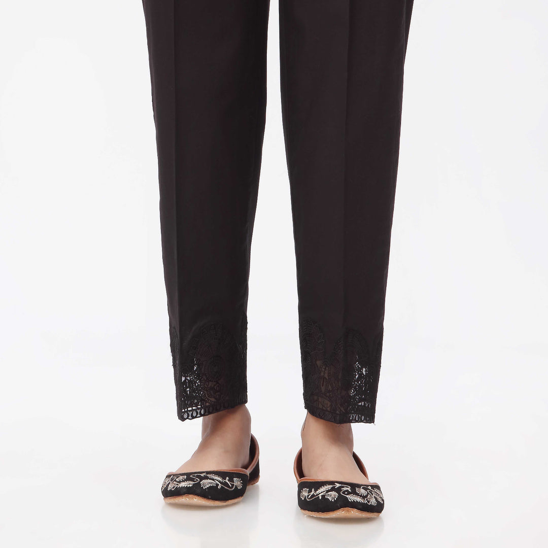 Black Embroidered Cambric Slim Fit Trouser PS3532