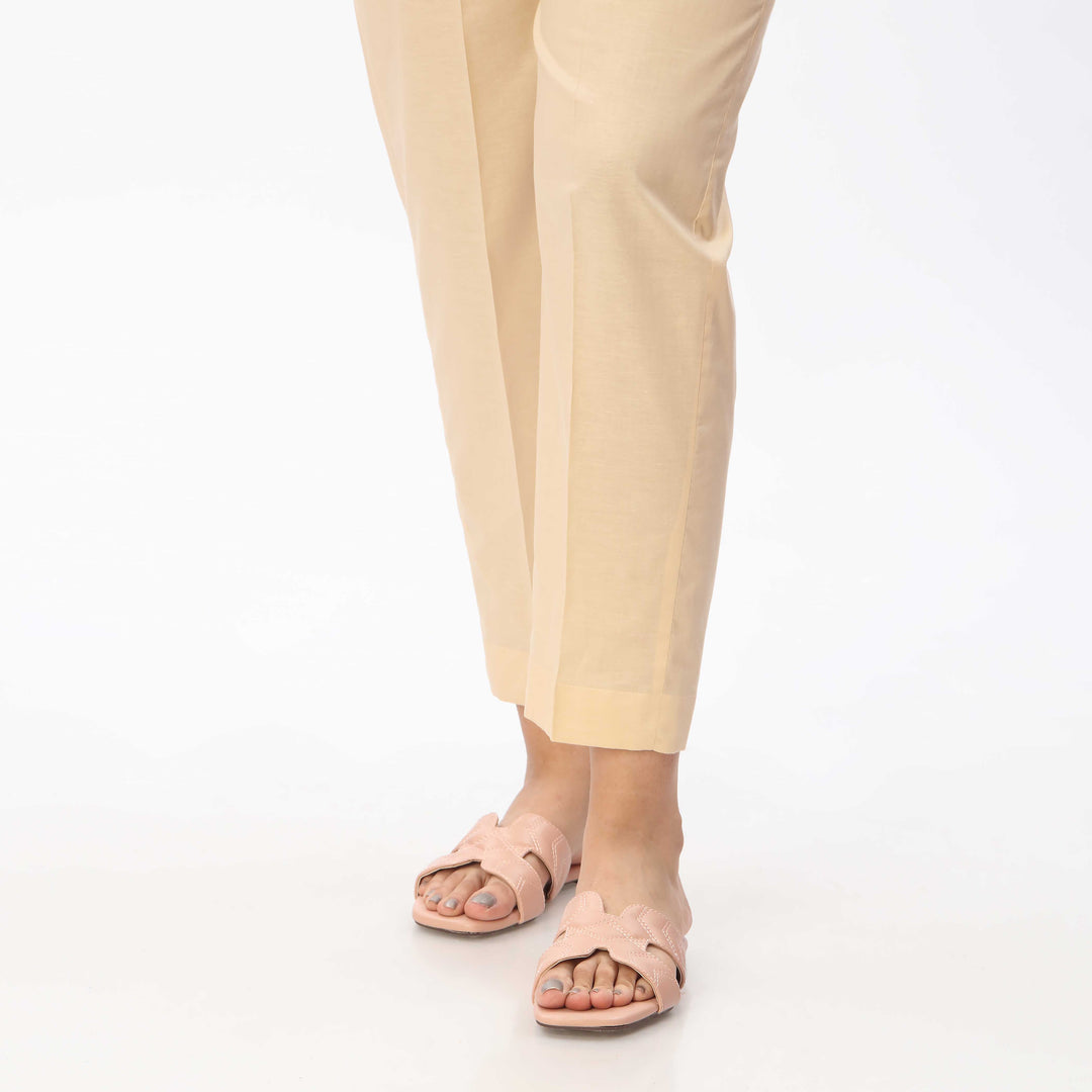 Beige Cambric Plain Slim Fit Trouser PS3542