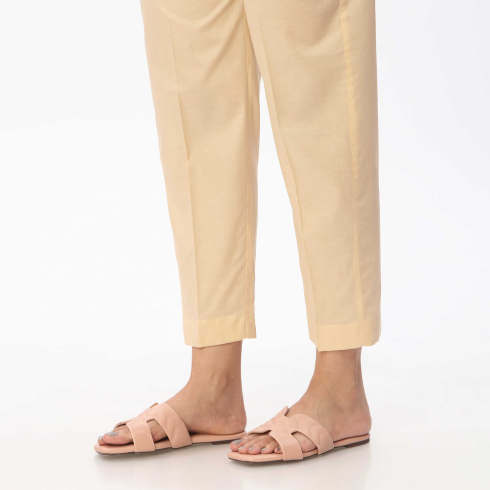 Beige Cambric Plain Slim Fit Trouser PS3542