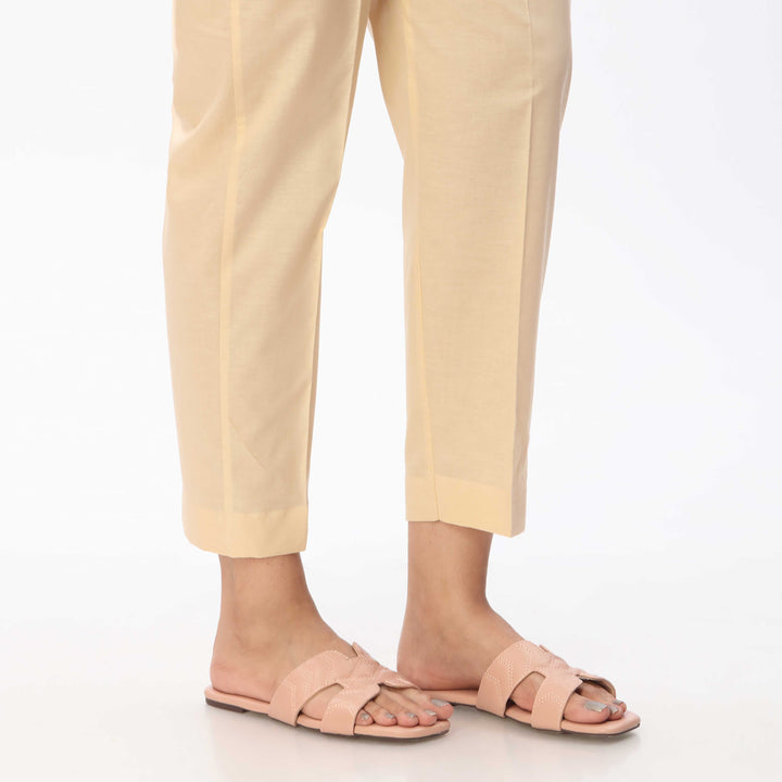 Beige Cambric Plain Slim Fit Trouser PS3542