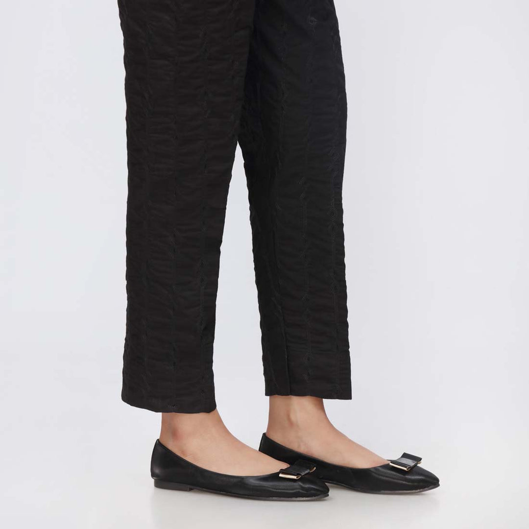 Black Embroidered Cambric Slim Fit Trouser PS3562