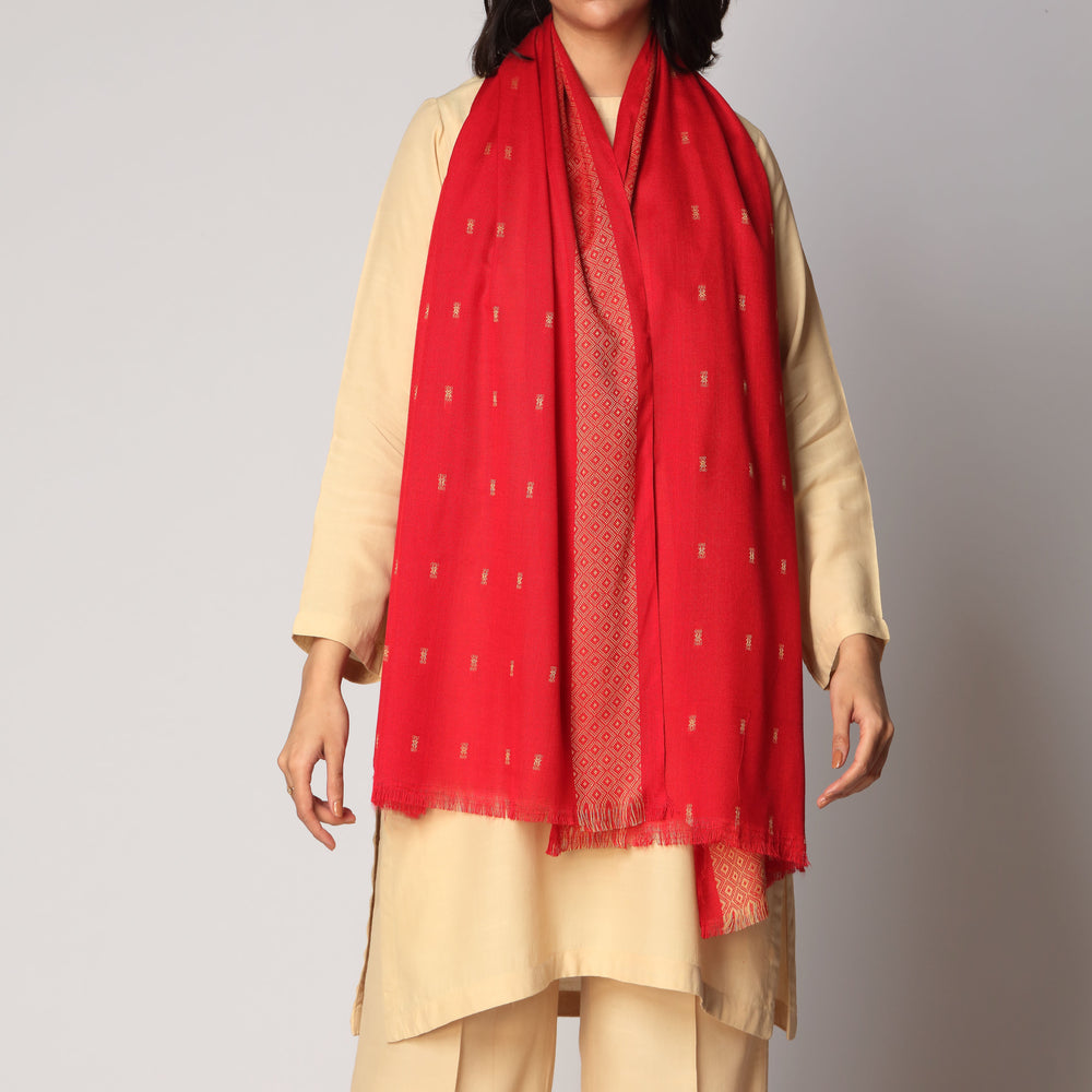 Red Zari Border Stole PS3766