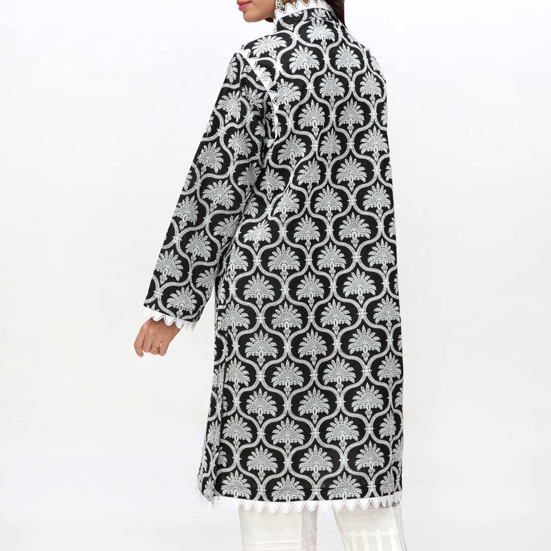 Black 1PC- Puff Printed Lawn Shirt PS4012