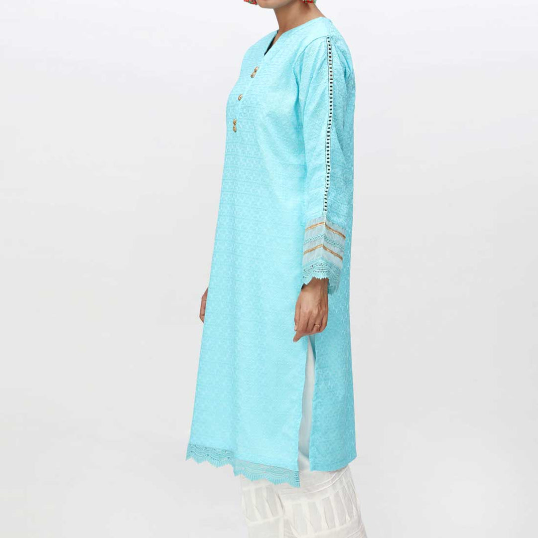 Sky Blue 1PC- Embroidered ChikanKari Shirt PS4074