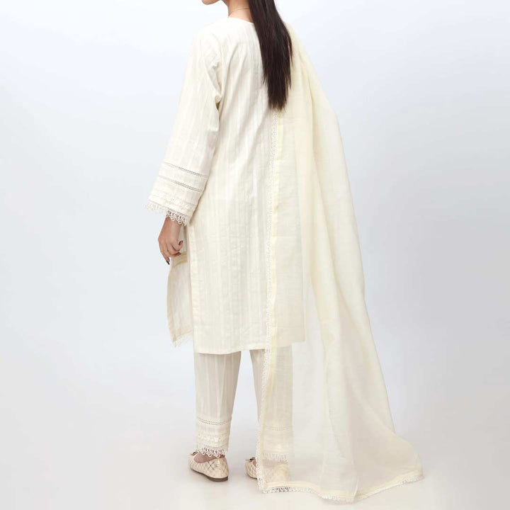 White 3PC- Laced Cambric Suit PS4084