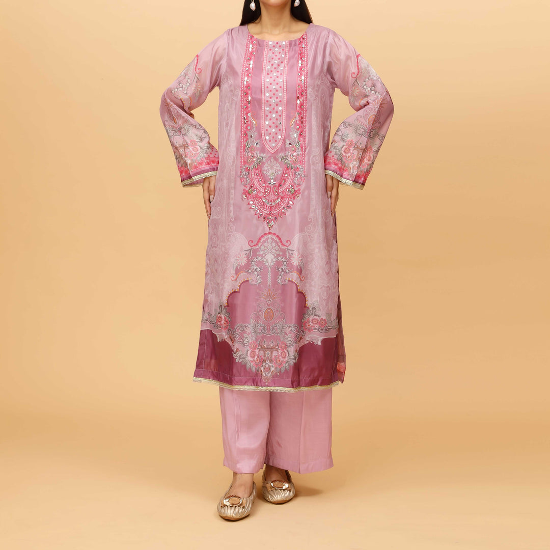 2PC Digital Printed Tasser Silk Suit PS4208