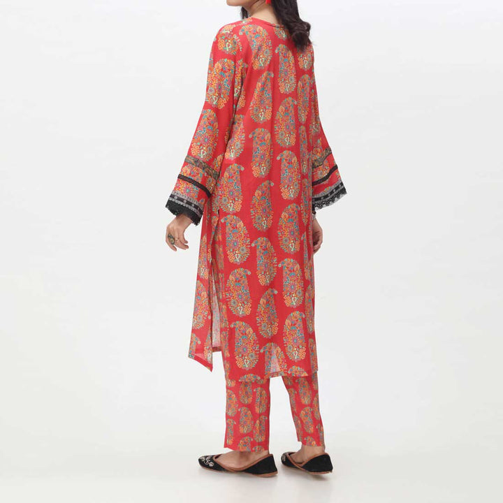 Red 2PC- Embroidered Lawn Suit PS4223