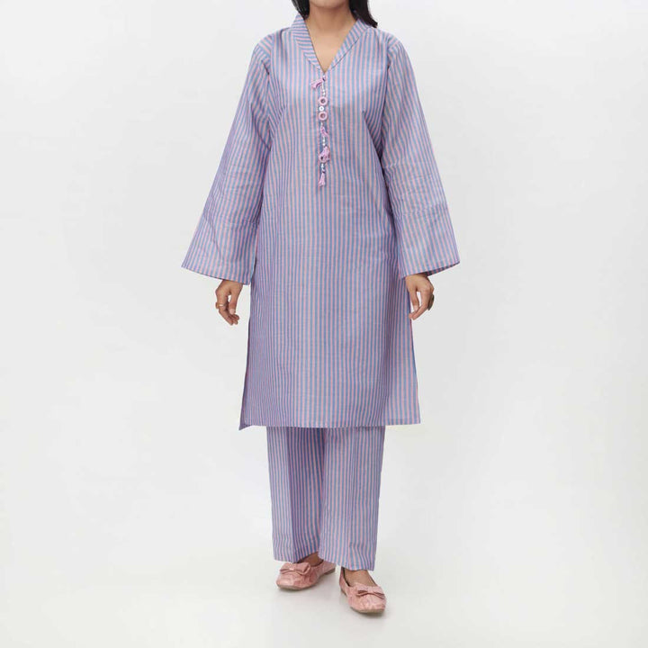 Blue 2PC- Solid Cotton Doriya Suit PS4242