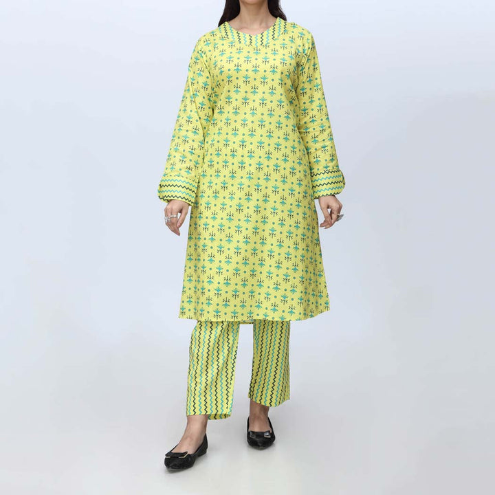 Yellow 2PC-Printed Cambric Suit PS4250