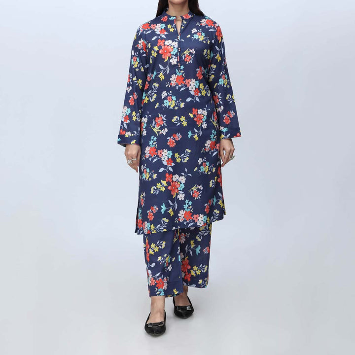 Blue 2PC-Printed Cambric Suit PS4257