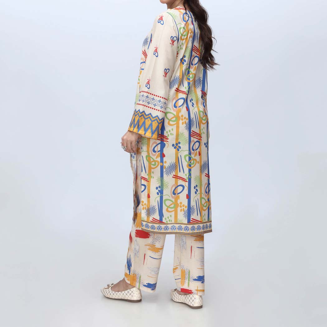 Beige 2PC-Printed Cambric Suit PS4258