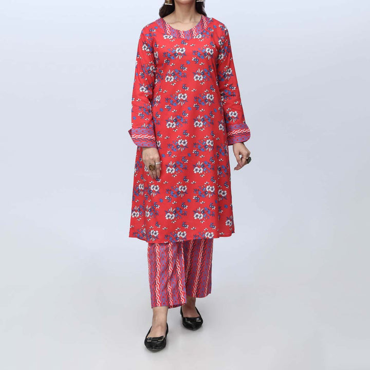 Orange 2PC-Printed Cambric Suit PS4261