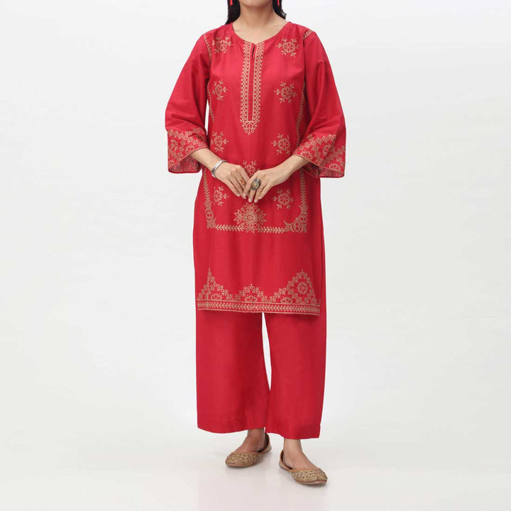 Maroon 2PC- Embroidered Cambric Suit PS4265