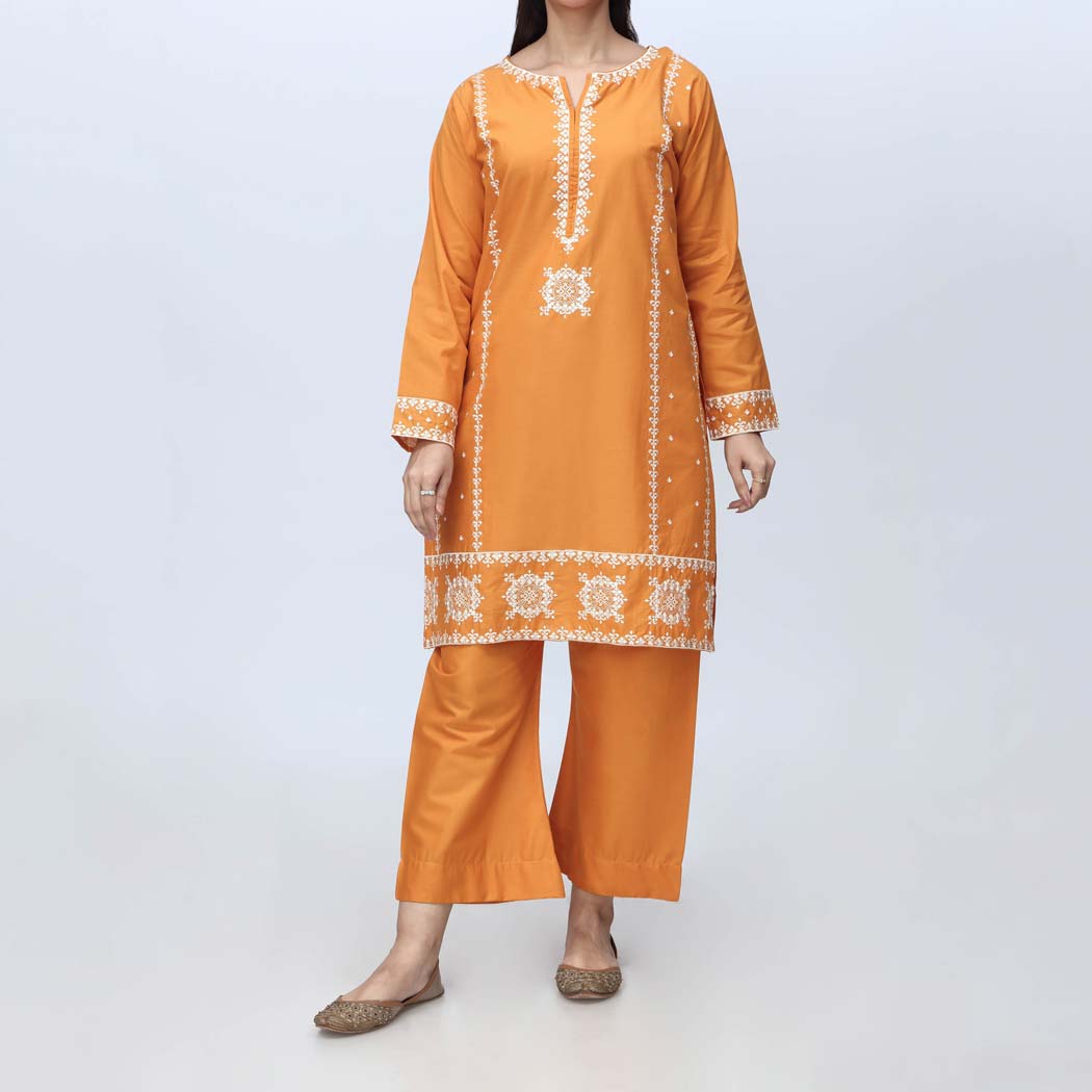 Mustard 2PC-Embroidered Cambric Suit PS4267