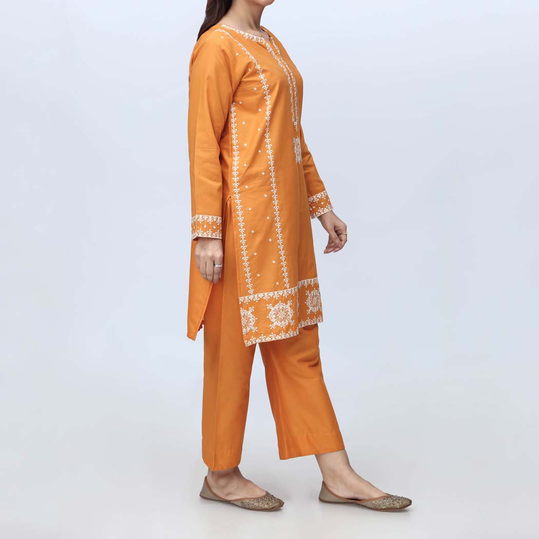 Mustard 2PC-Embroidered Cambric Suit PS4267