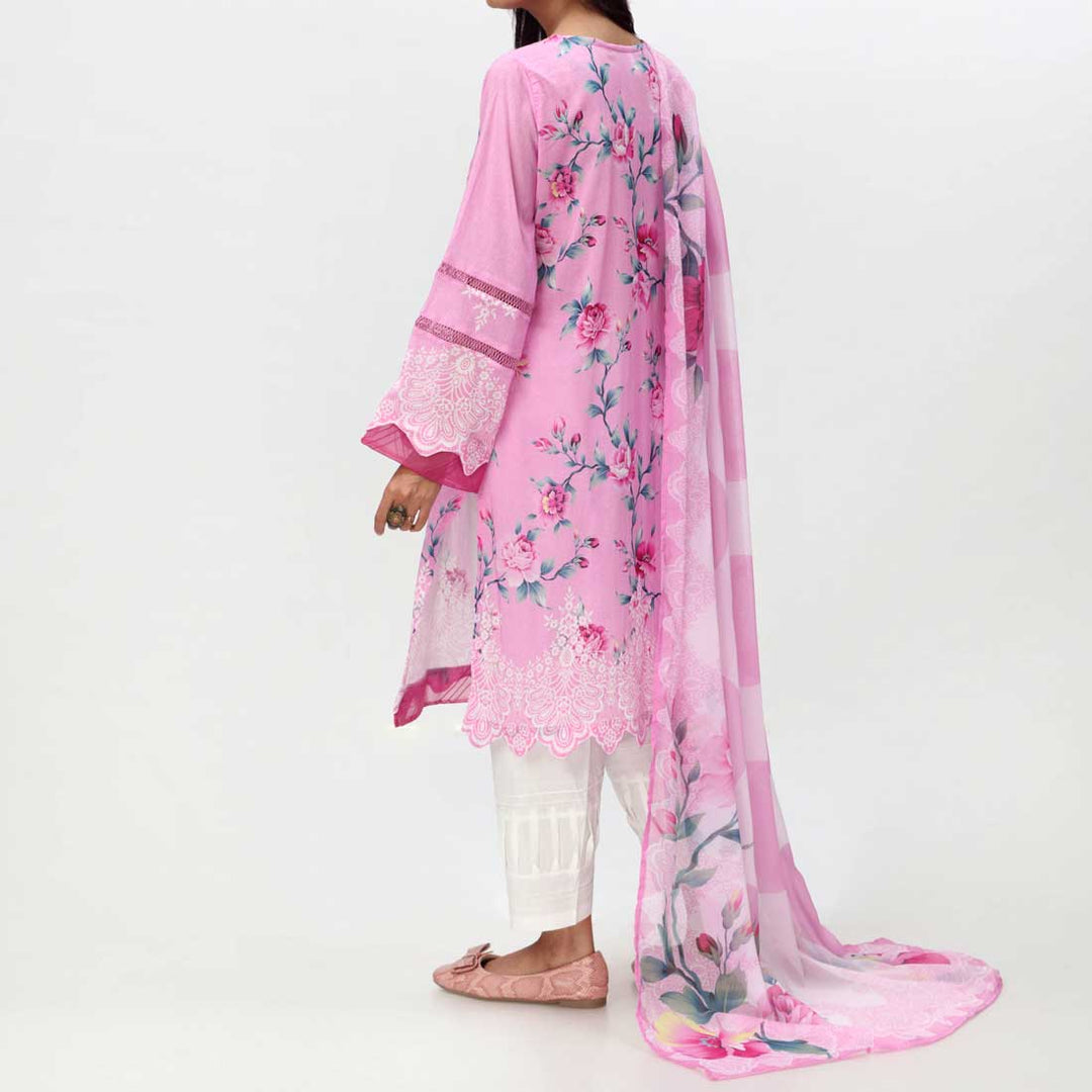 Pink 2PC- Digital Printed Lawn Shirt & Dupatta PS4283