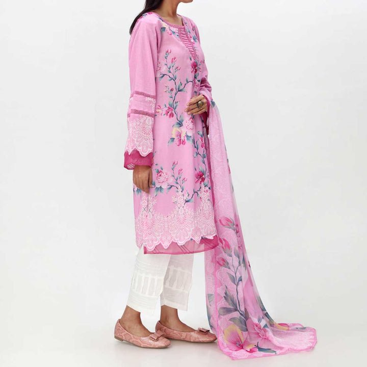 Pink 2PC- Digital Printed Lawn Shirt & Dupatta PS4283