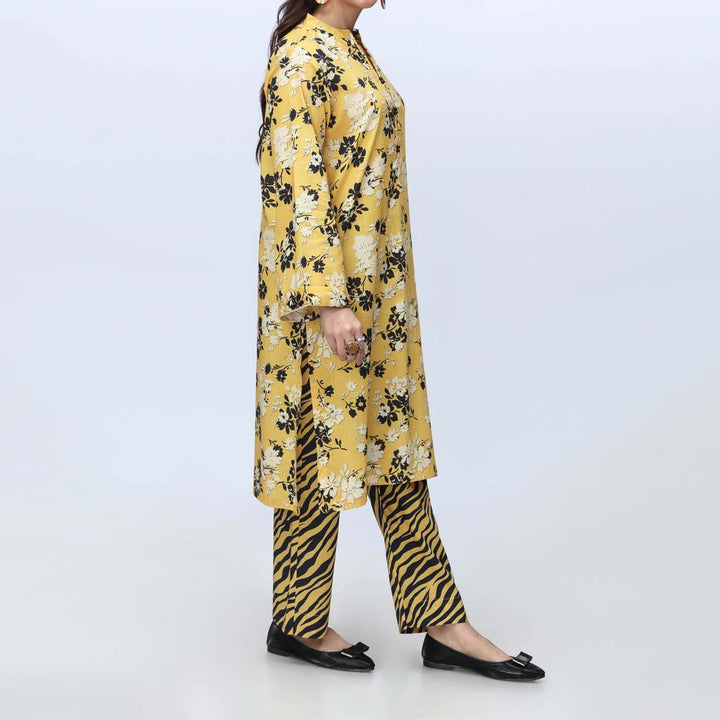 Yellow 2PC-Printed Cambric Suit PS4312