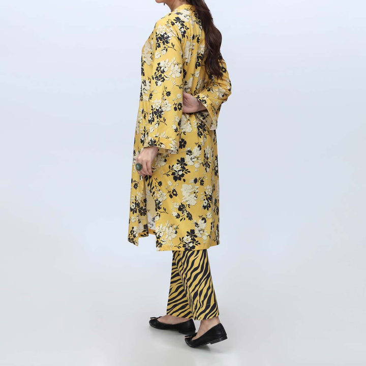 Yellow 2PC-Printed Cambric Suit PS4312