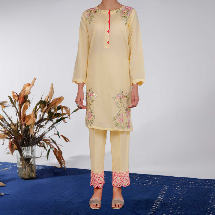 2PC- Embroidered Cambric Suit PS4329