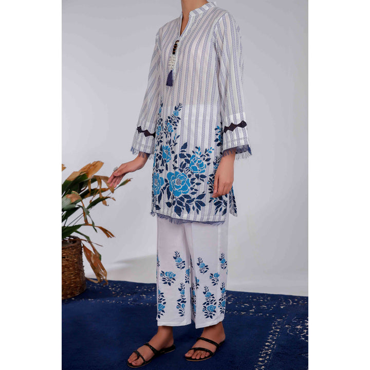 2PC- Embroidered & Puff Printed Jaquard Suit PS4384