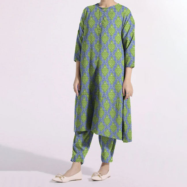 2PC-Digital Printed Cambric Suit PS4474