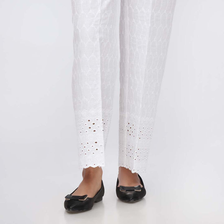 White Schiffli Embroidered chicken Kari Trouser PS4500