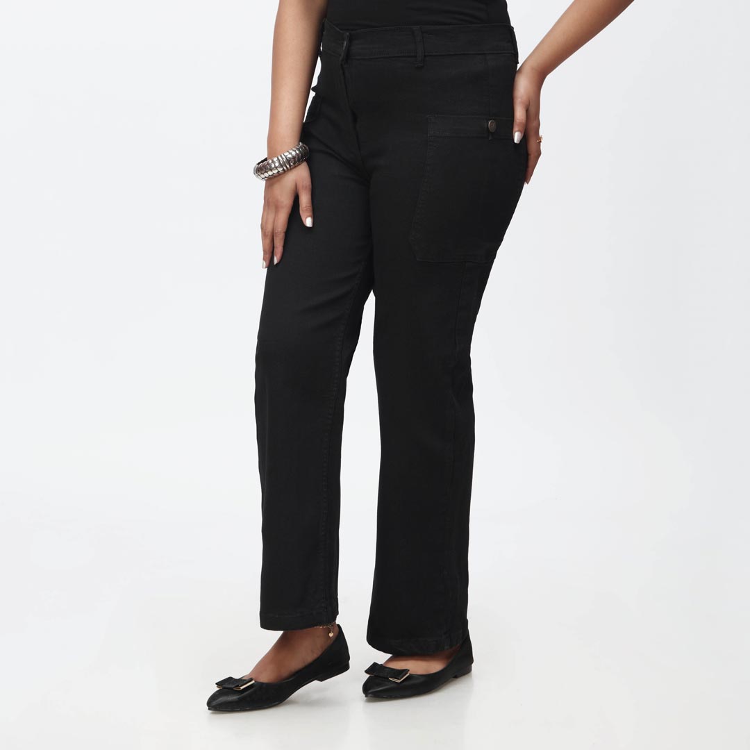 Black Side Pocket Denim Pant PS4528