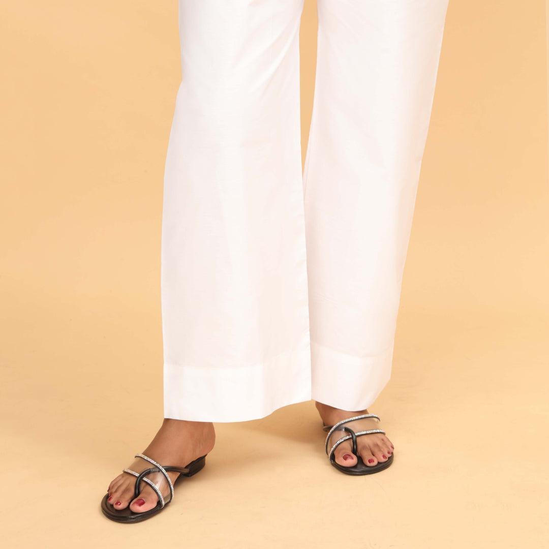 White Straight Fit Plain Trouser PS4597