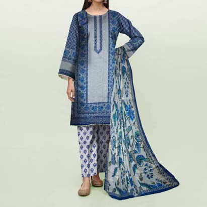 3PC- Unstitched Digital Printed Lawn Suit PS4602