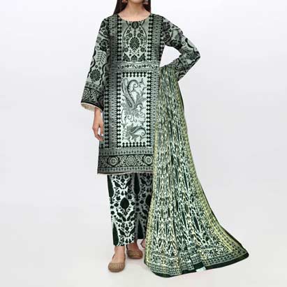 3PC- Unstitched Digital Printed Lawn Suit PS4611