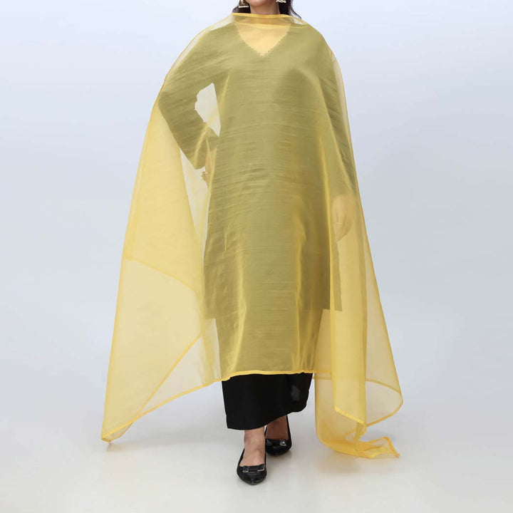 Yellow Plain Organza Dupatta PS4702