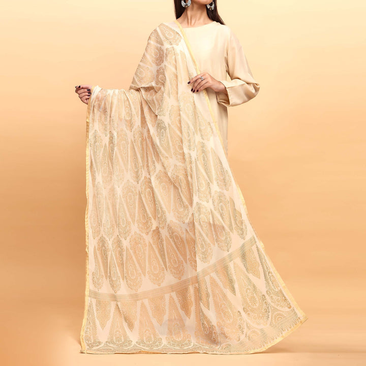 Beige Plain Chiffon Dupatta PS4707