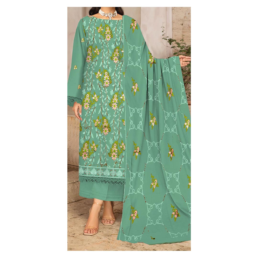 3PC- Unstitched Embroidered Lawn Suit PS4862