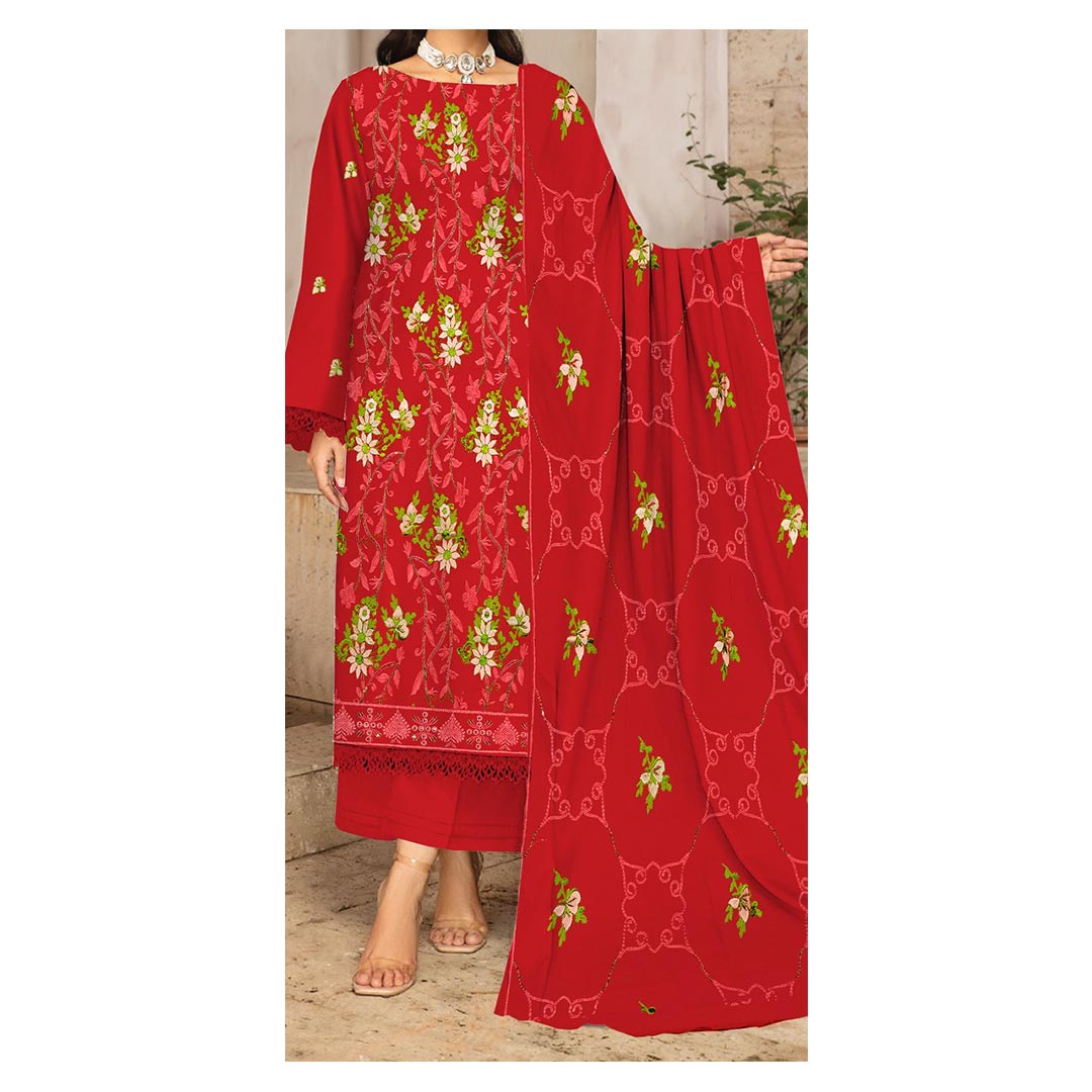 3PC- Unstitched Embroidered Lawn Sui  PS4862