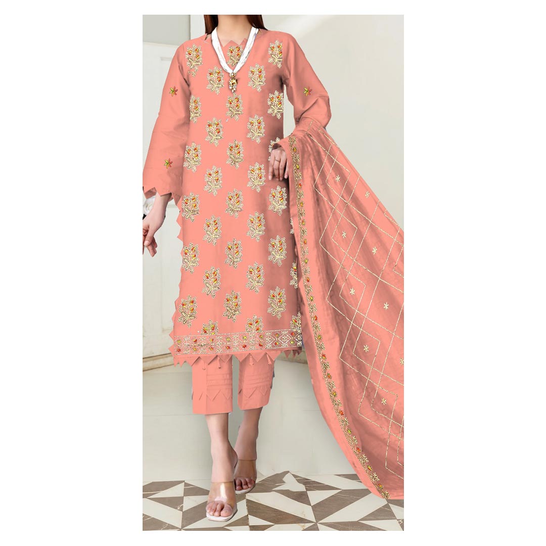 3PC- Unstitched Embroidered Lawn Suit  PS4863