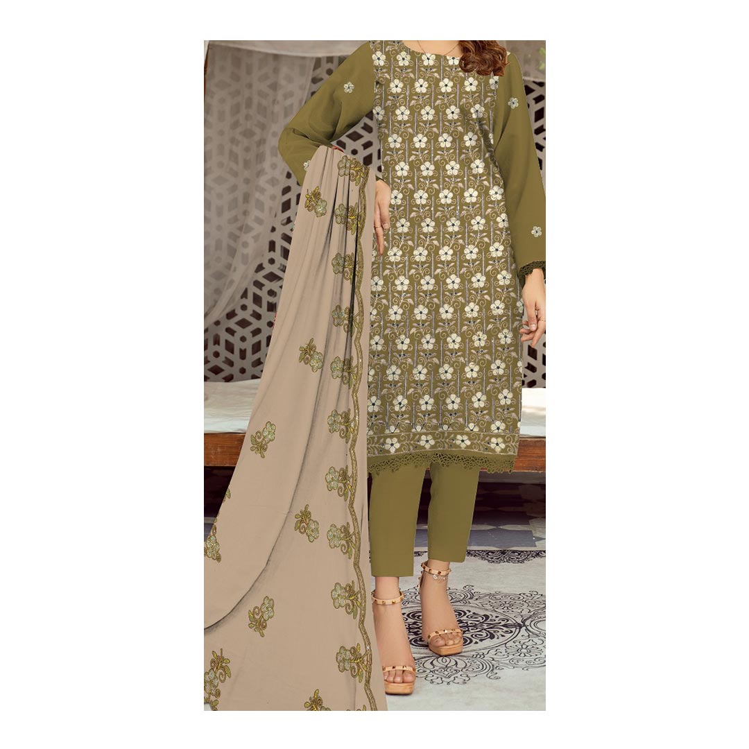 3PC- Unstitched Embroidered Lawn Suit PS4864