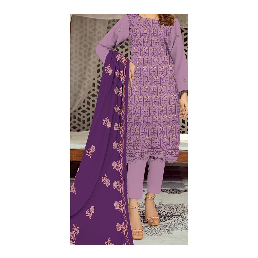 3PC- Unstitched Embroidered Lawn Suit PS4864