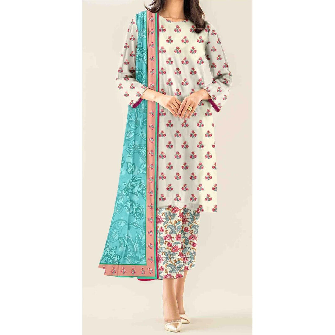 3PC-Digital Printed Cambric Suit PS4870