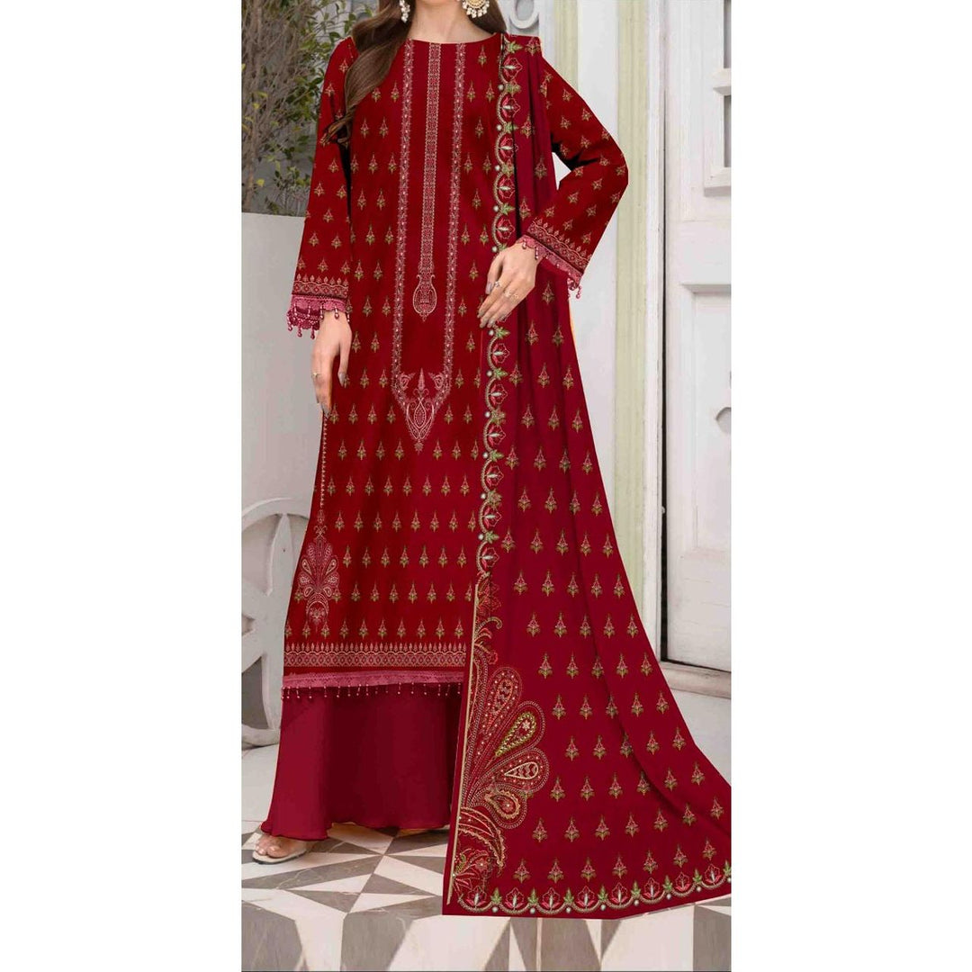 3PC-Digital Printed Cambric Suit PS4883