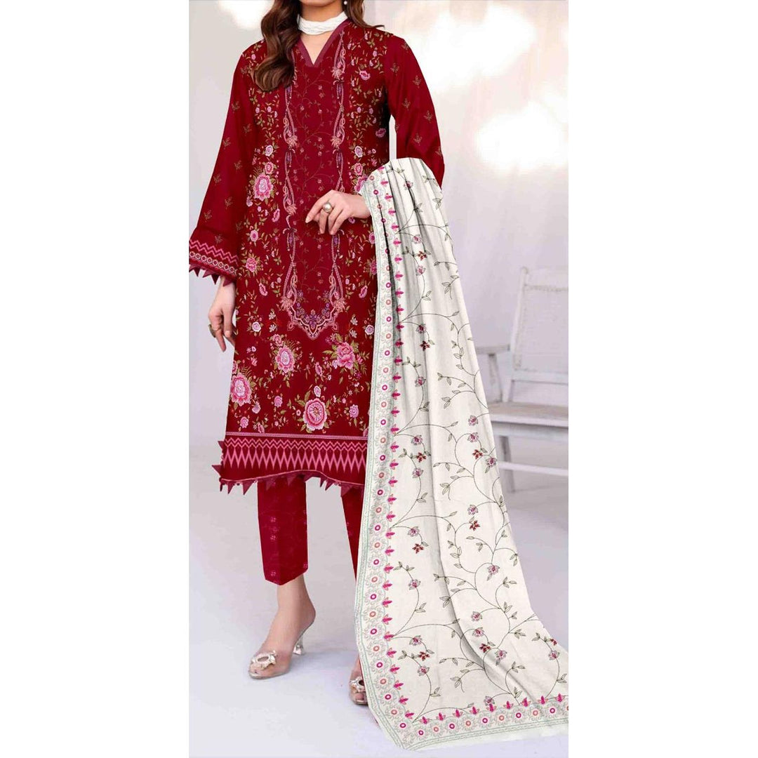 3PC-Digital Printed Cambric Suit  PS4887