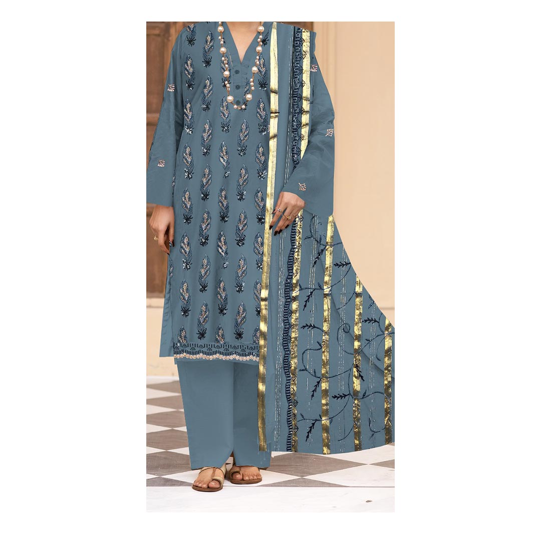 3PC- Unstitched Embroidered Lawn Suit PS4894