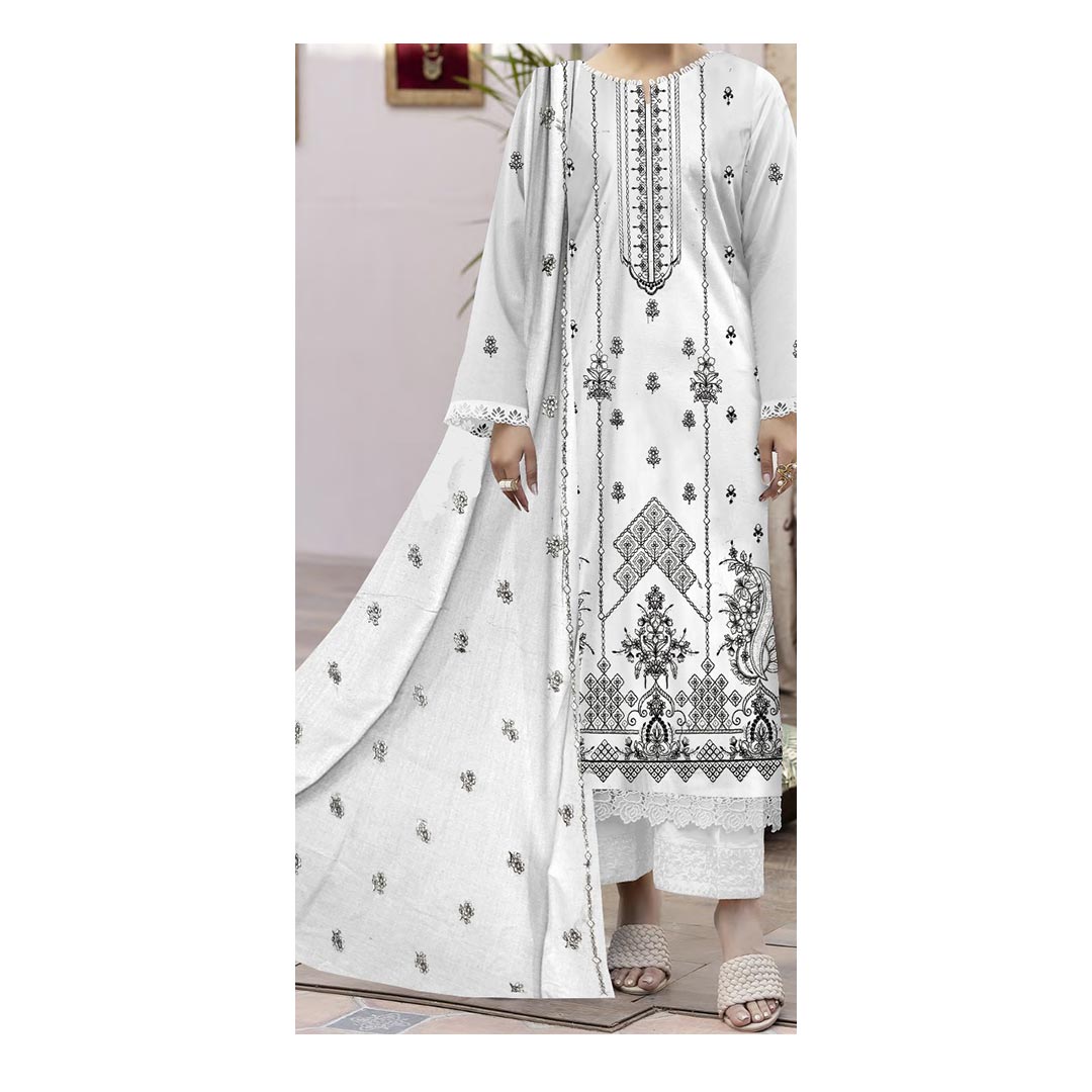 3PC- Unstitched Embroidered Lawn Suit PS4896